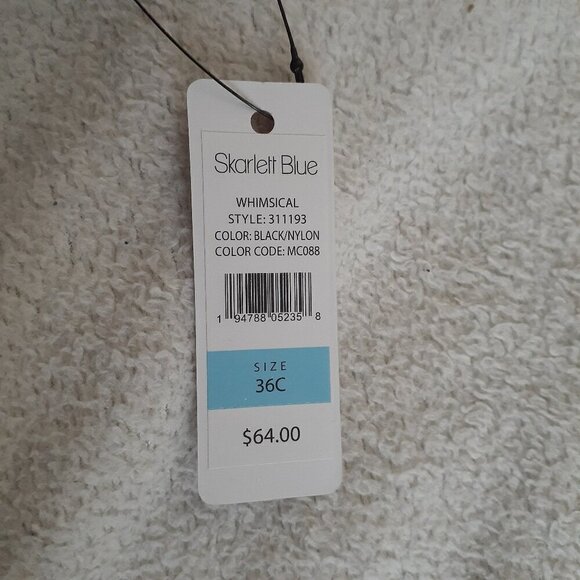 Skarlett Blue NWT Women's Size 36C Black Whimsical Floral Lace Underwire Bra - Picture 3 of 9